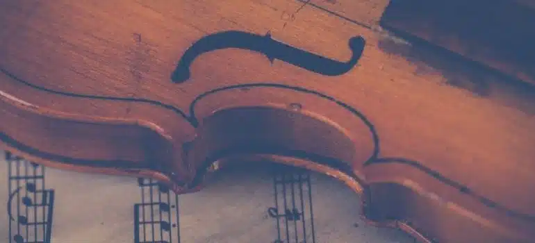 Violin on a music notebook
