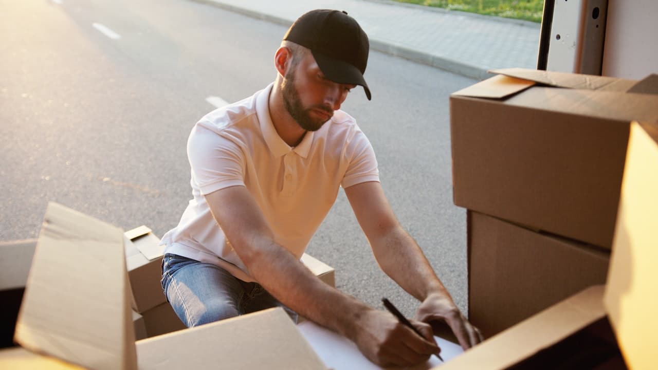 a professional mover making a moving inventory list