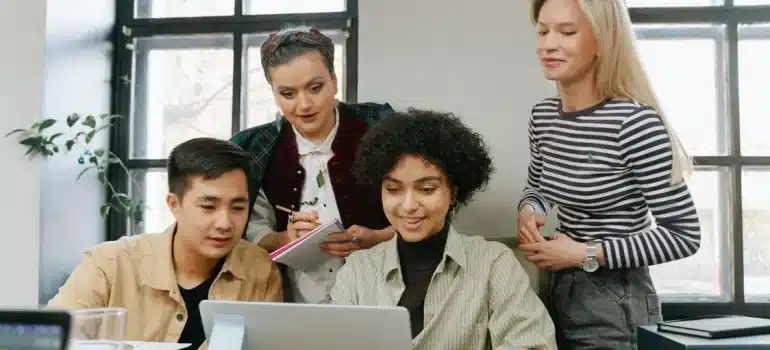 People looking at their computer