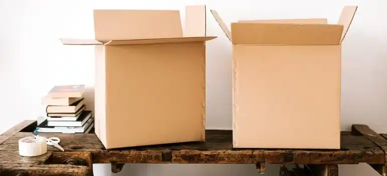 Two boxes on a table