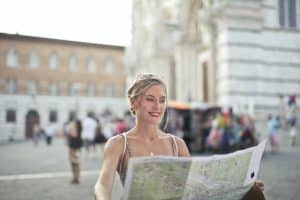 woman looking at the map, trying to get to know Wells after moving