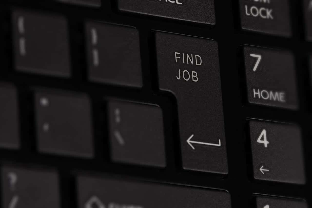 A keyboard you might use to look for job opportunities to expect after moving to NH.