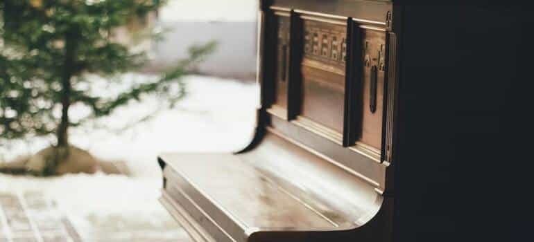 A brown piano